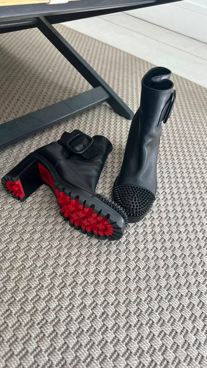 Christian Louboutin Black Spike Rubber Ankle Boots – EU 36 / UK 3
