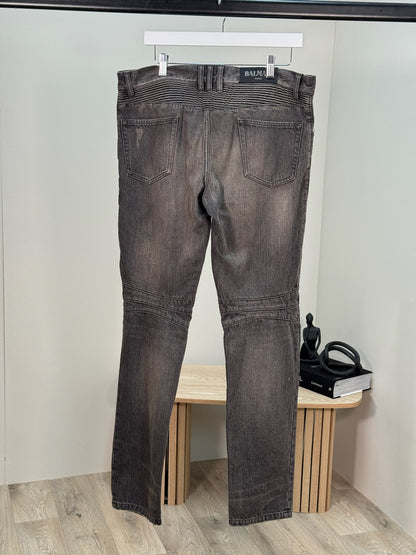 Balmain Black Washed Ribbed Jeans - 32 waist