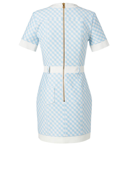 Balmain Blue White Checked Dress -UK 6/34