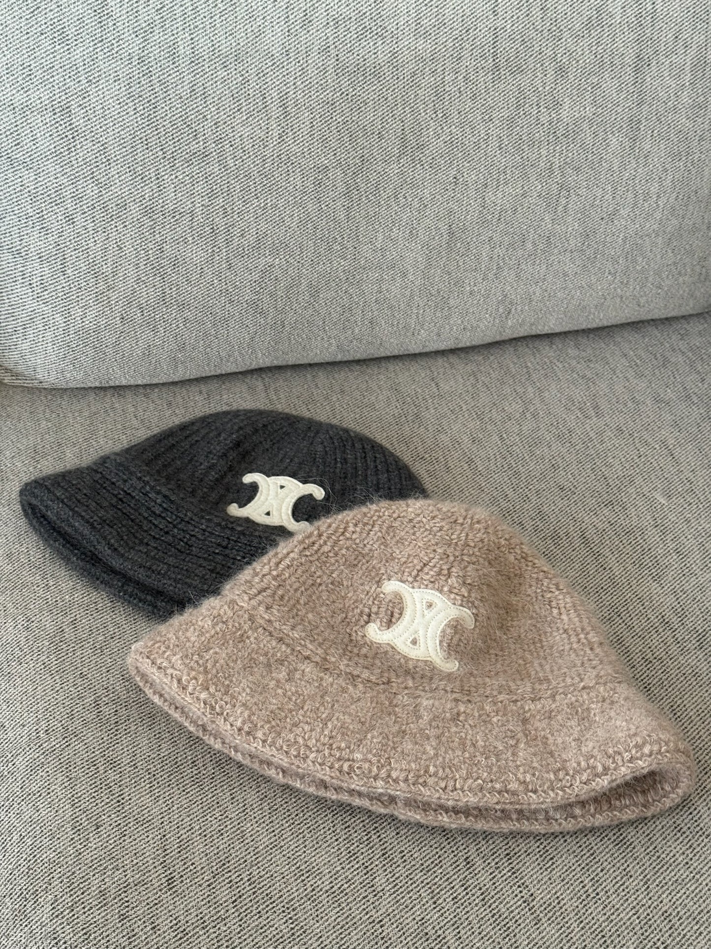 Celine Nude Triomphe Alpaca Wool Crochet Hat - One size