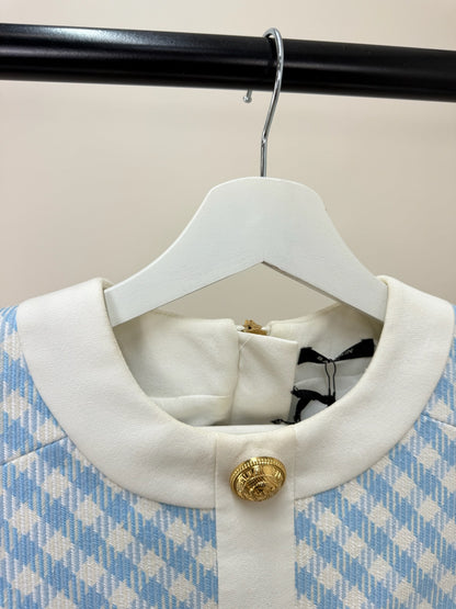 Balmain Blue White Checked Dress -UK 6/34