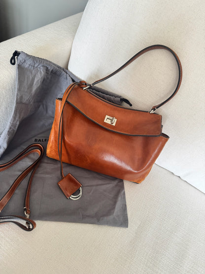 Balenciaga Rodeo Handbag Small in tan cowboy Vegetal tanned lambskin handbag , as new.
