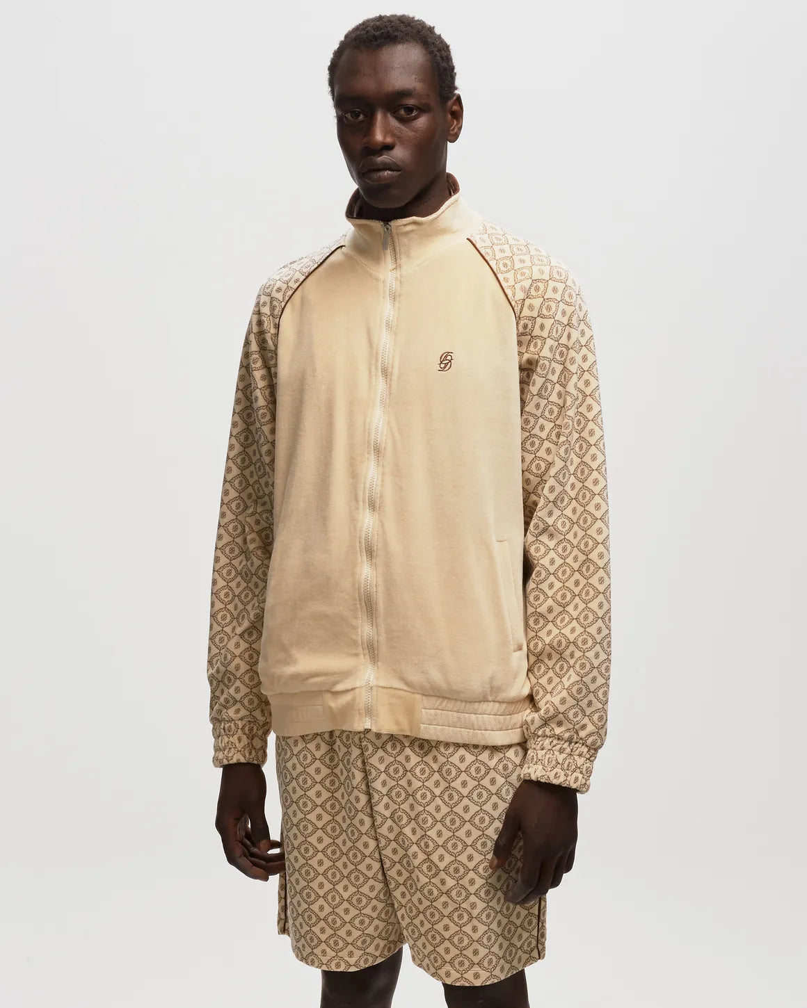 Drole De Monsieur Beige And Brown Zip Up Jacket and Shorts Set - Large