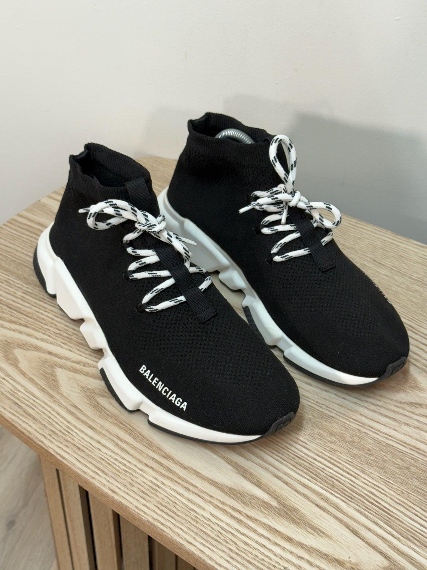 Balenciaga Black And White Speed Trainers - Uk 9