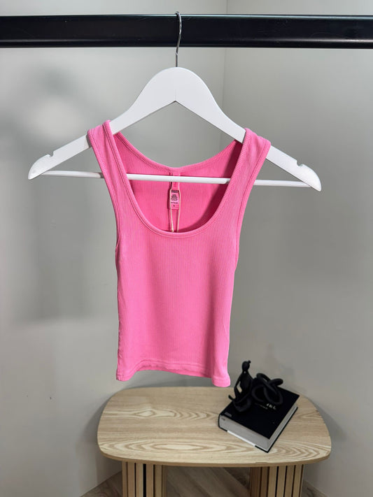 Skims Pink Ribbed Vest Top – In Tags Small