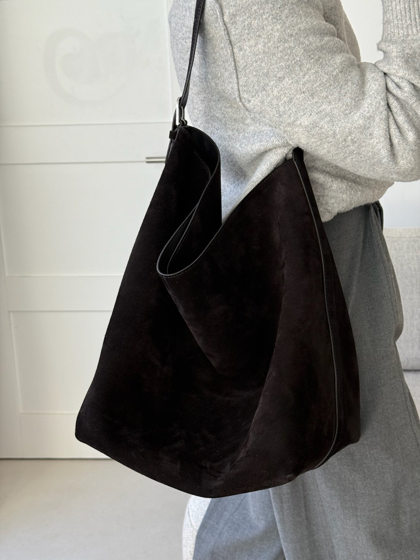 Toteme Large Tote Bag in Suede Espresso