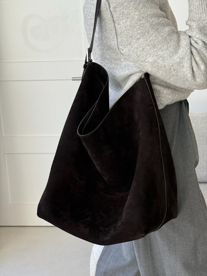 Toteme Large Tote Bag in Suede Espresso