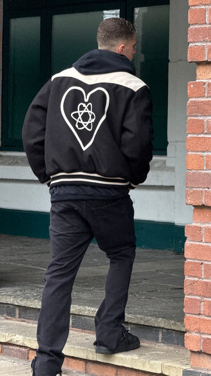 Billionaire Boys Club Black Off-White Western Heart Bomber Varsity Jacket - XL