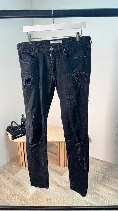 Givenchy Black Distressed Skinny Jeans – 32 RICO FIT