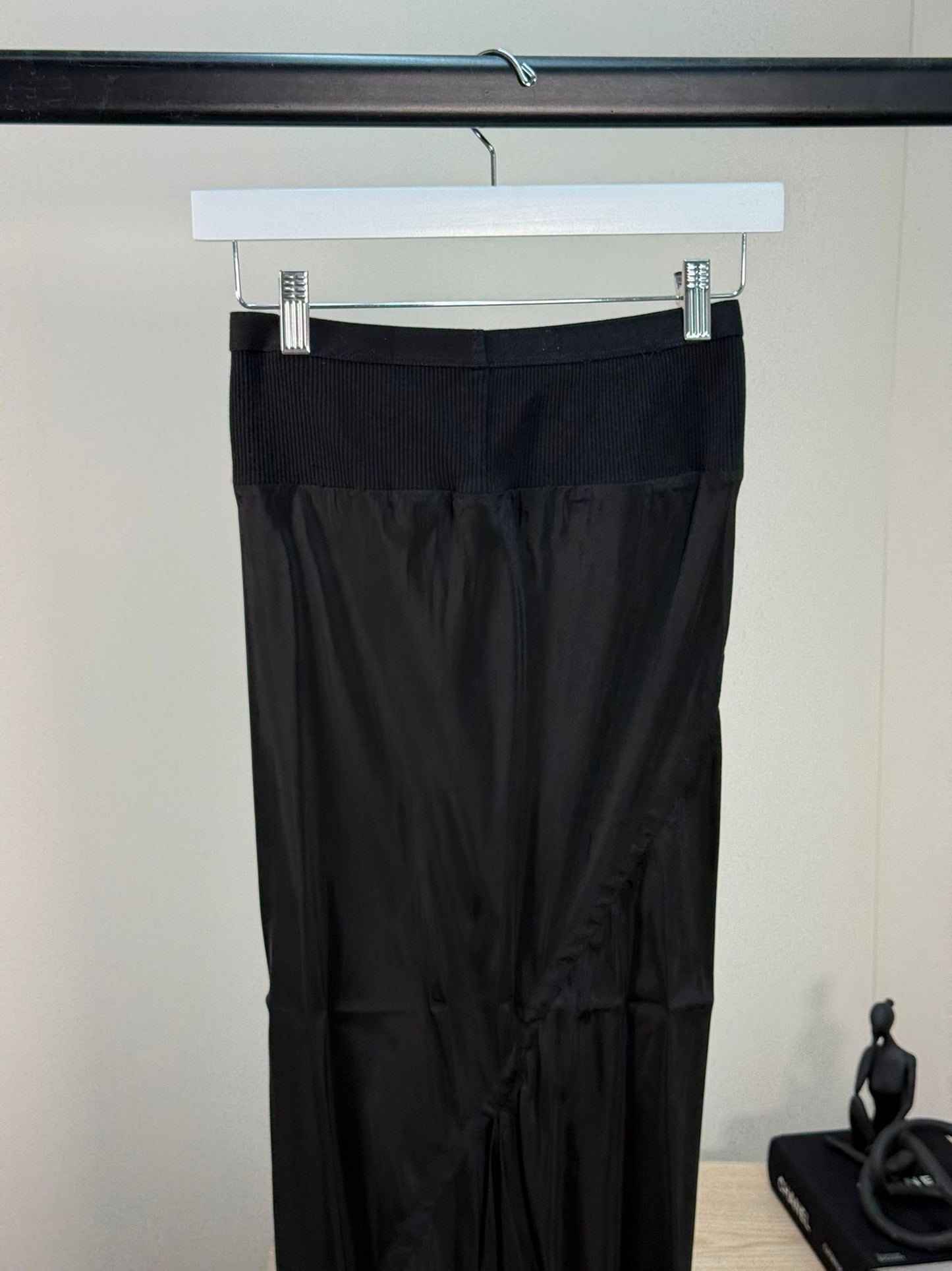 Rick Owens Black Long Silk Skirt - UK 8