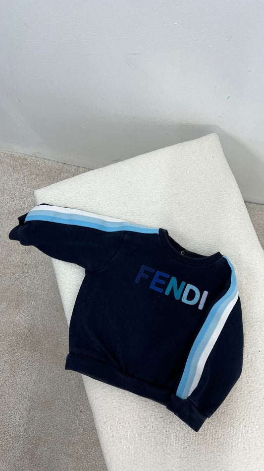 Kids Fendi White Blue Logo Jumper - 12M