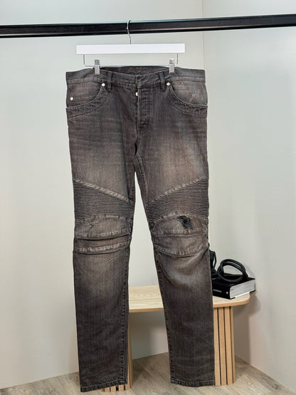 Balmain Black Washed Ribbed Jeans - 32 waist