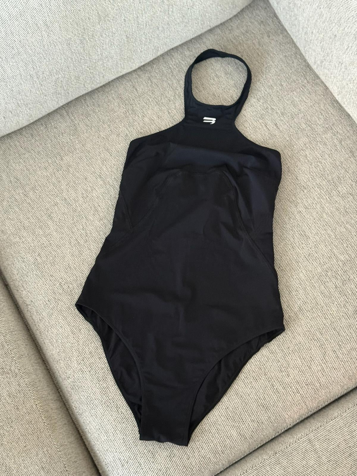 Balenciaga Black Sporty B Halterneck Swimsuit - Medium