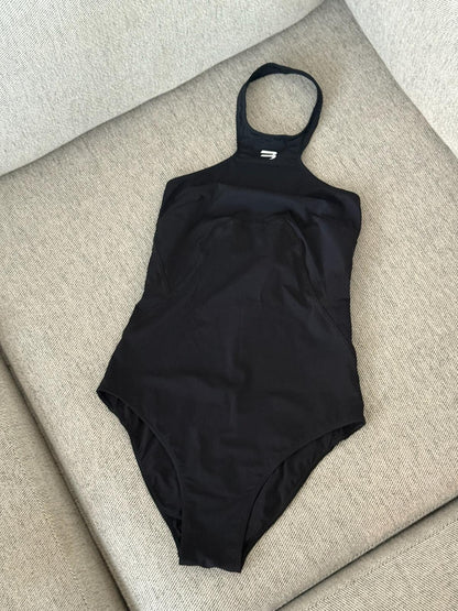 Balenciaga Black Sporty B Halterneck Swimsuit - Medium