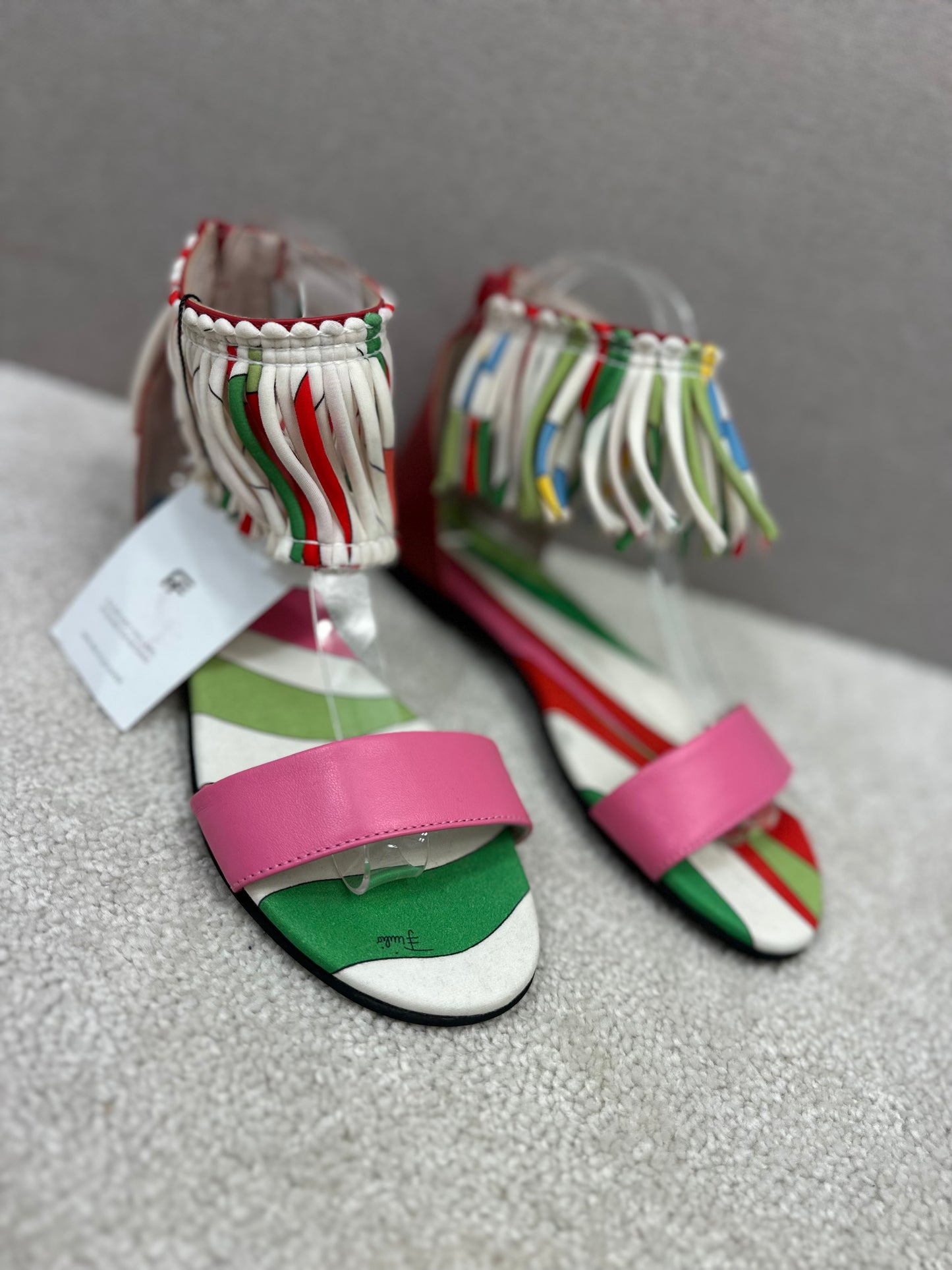 Pucci Womens Multi Print Tassle Sandals - UK 4