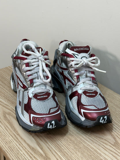 Balenciaga Silver Burgundy Runner Trainers - 42/uk8
