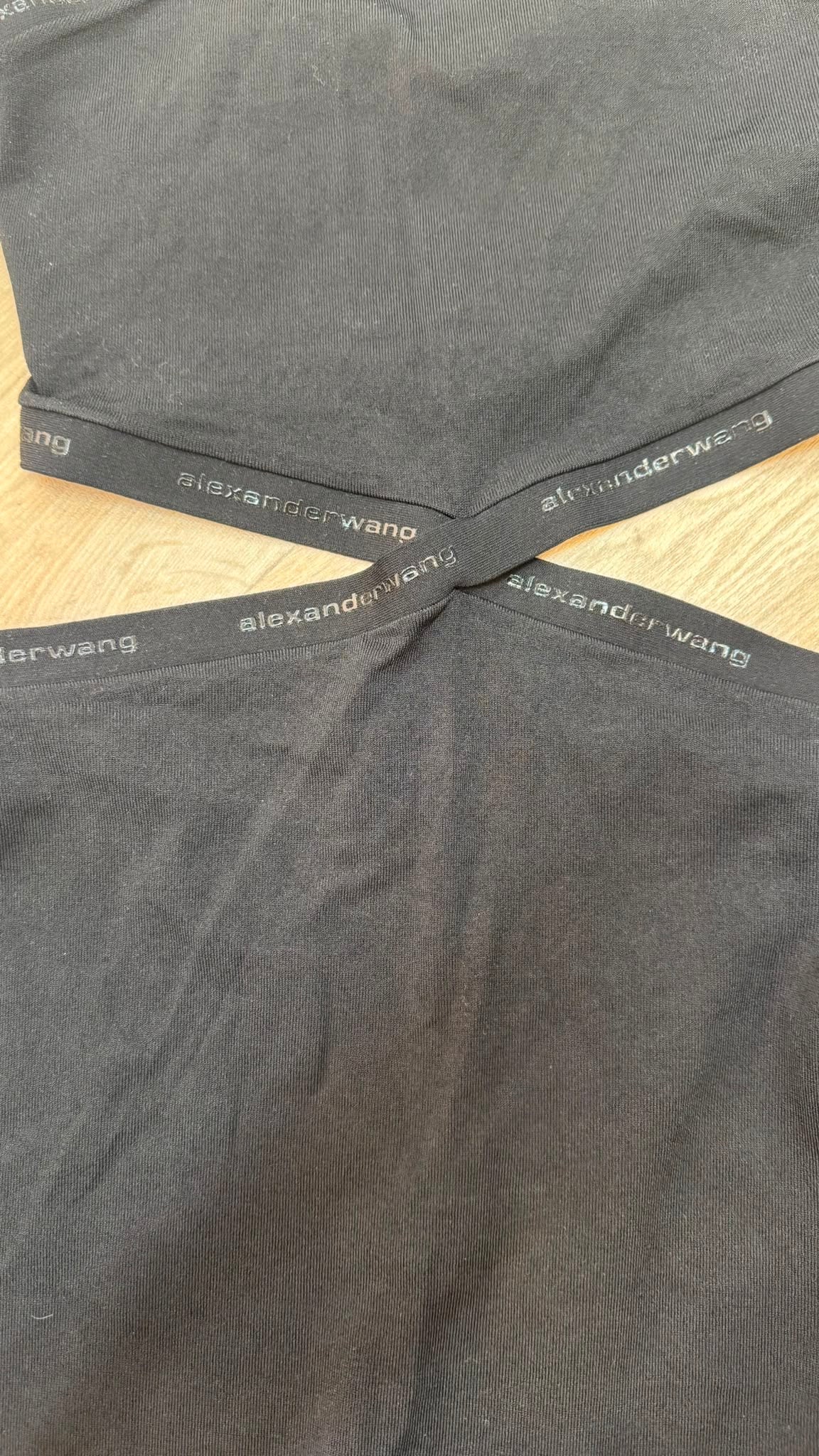 Alexander Wang Black Halter Cross Logo Trim Dress. New With Tags– Medium