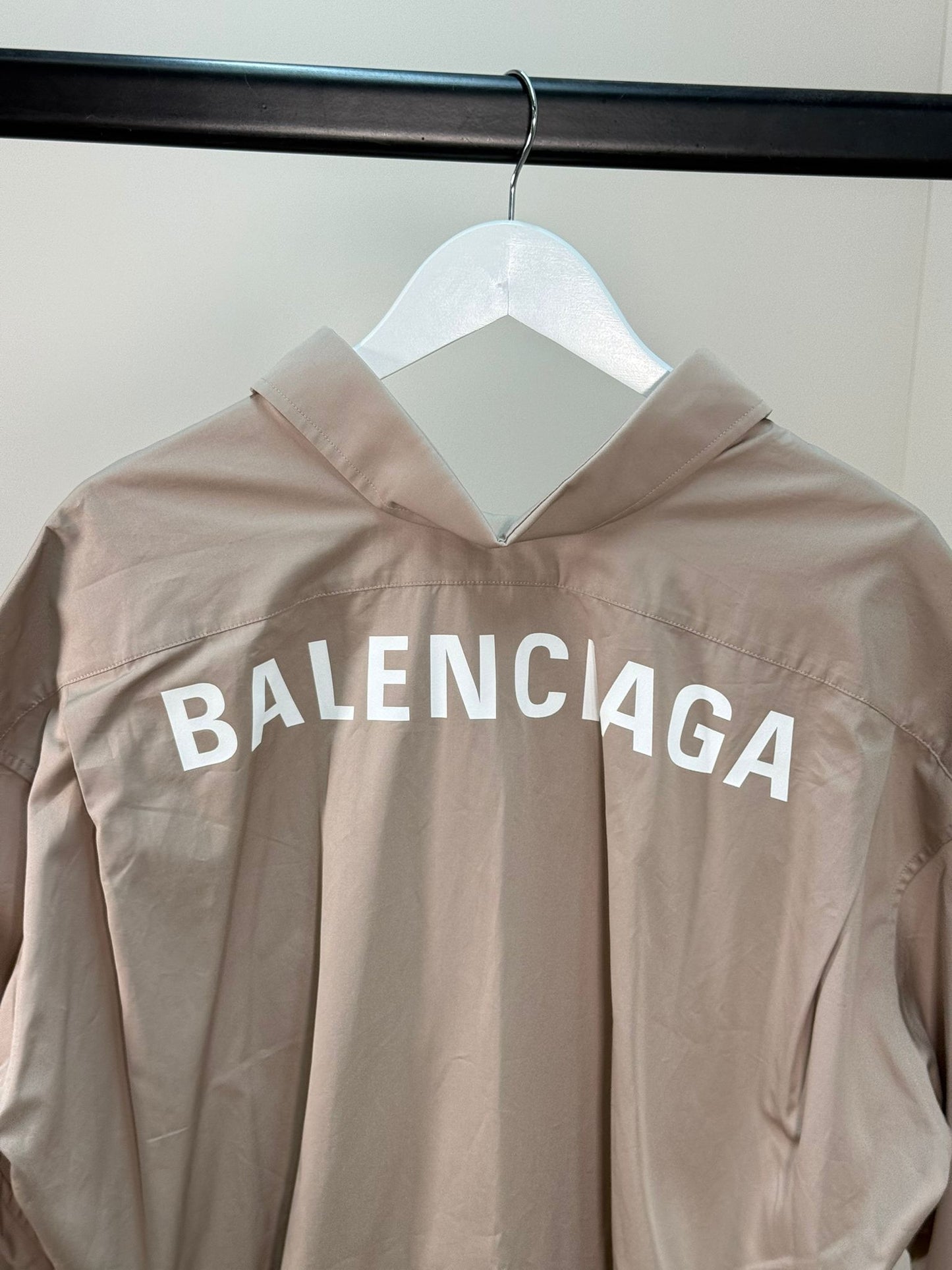 Balenciaga Beige White Logo On Back Shirt - Size 34/S