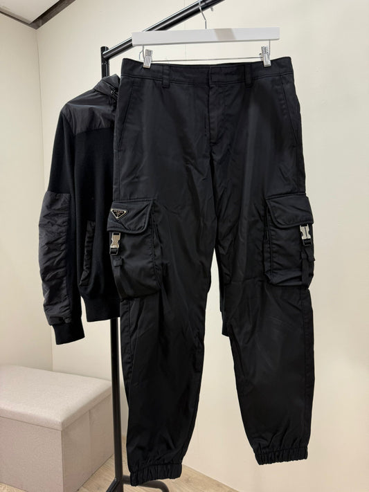 Prada Black Cargo Re-Nylon Pants -48/UK 32