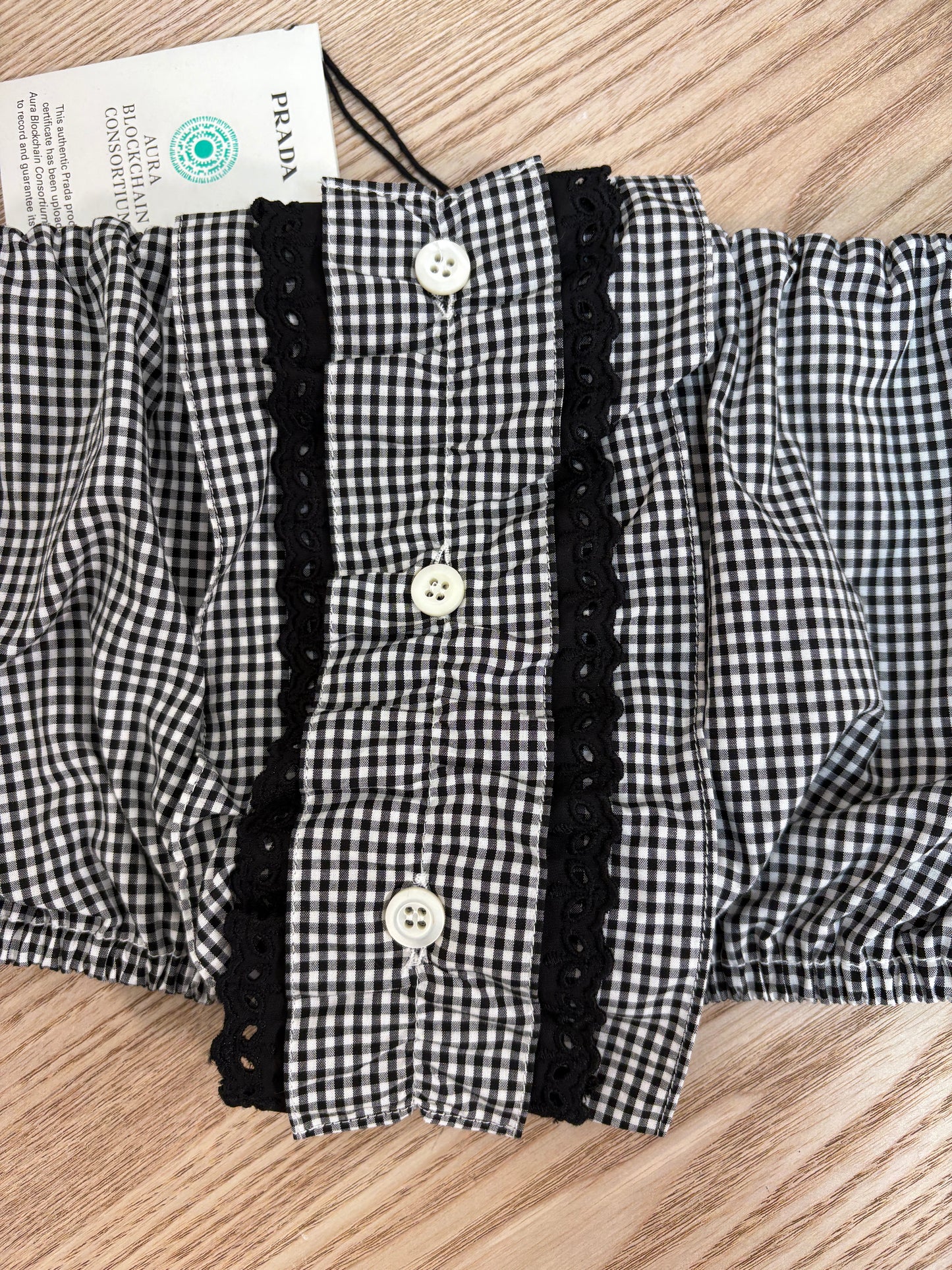 Prada Black & White Gingham Boob Tube - New In Tags 38/small