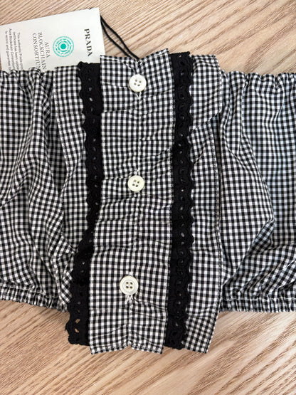 Prada Black & White Gingham Boob Tube - New In Tags 38/small