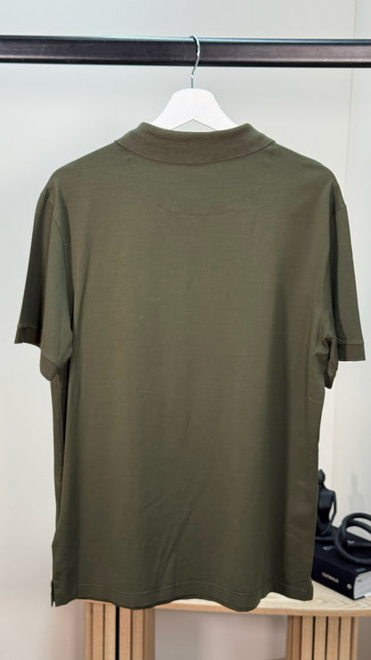 Prada Khaki Re-Nylon Plaque Polo T-Shirt - XL
