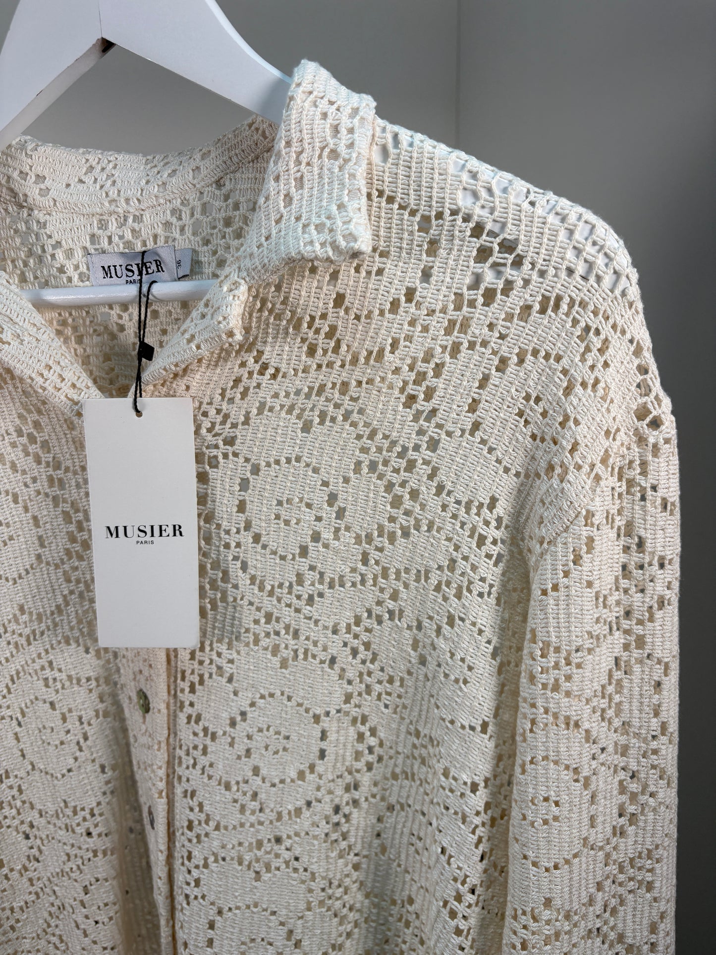Muster Cream Embroidery Shirt - New In Tags 36/small