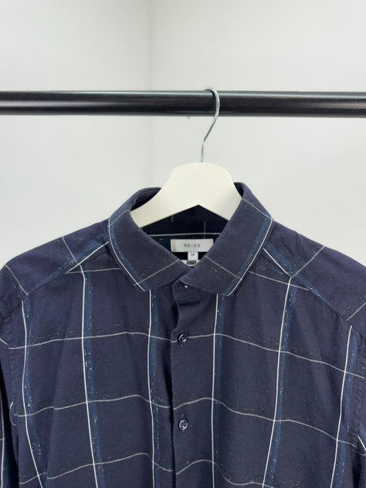 Reiss Navy Striped Slim Fit Shirt- Medium