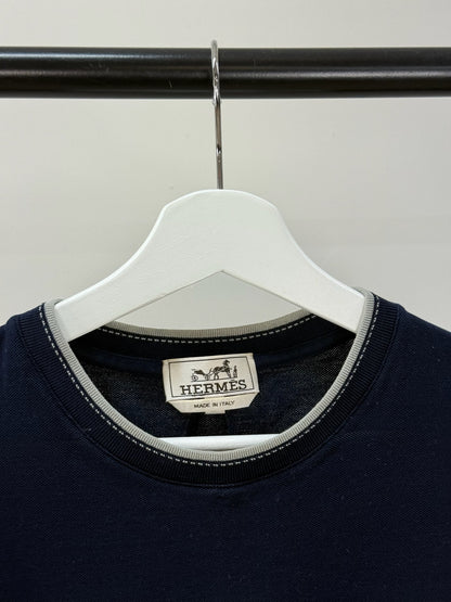 Hermes Navy H Logo T-Shirt - medium