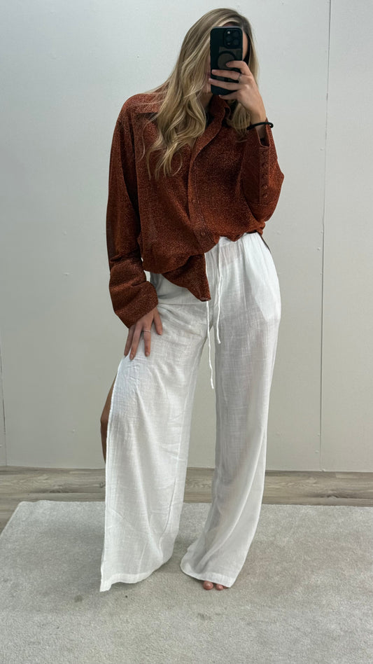 Bella Dahl White Split Leg Linen Pants - XS