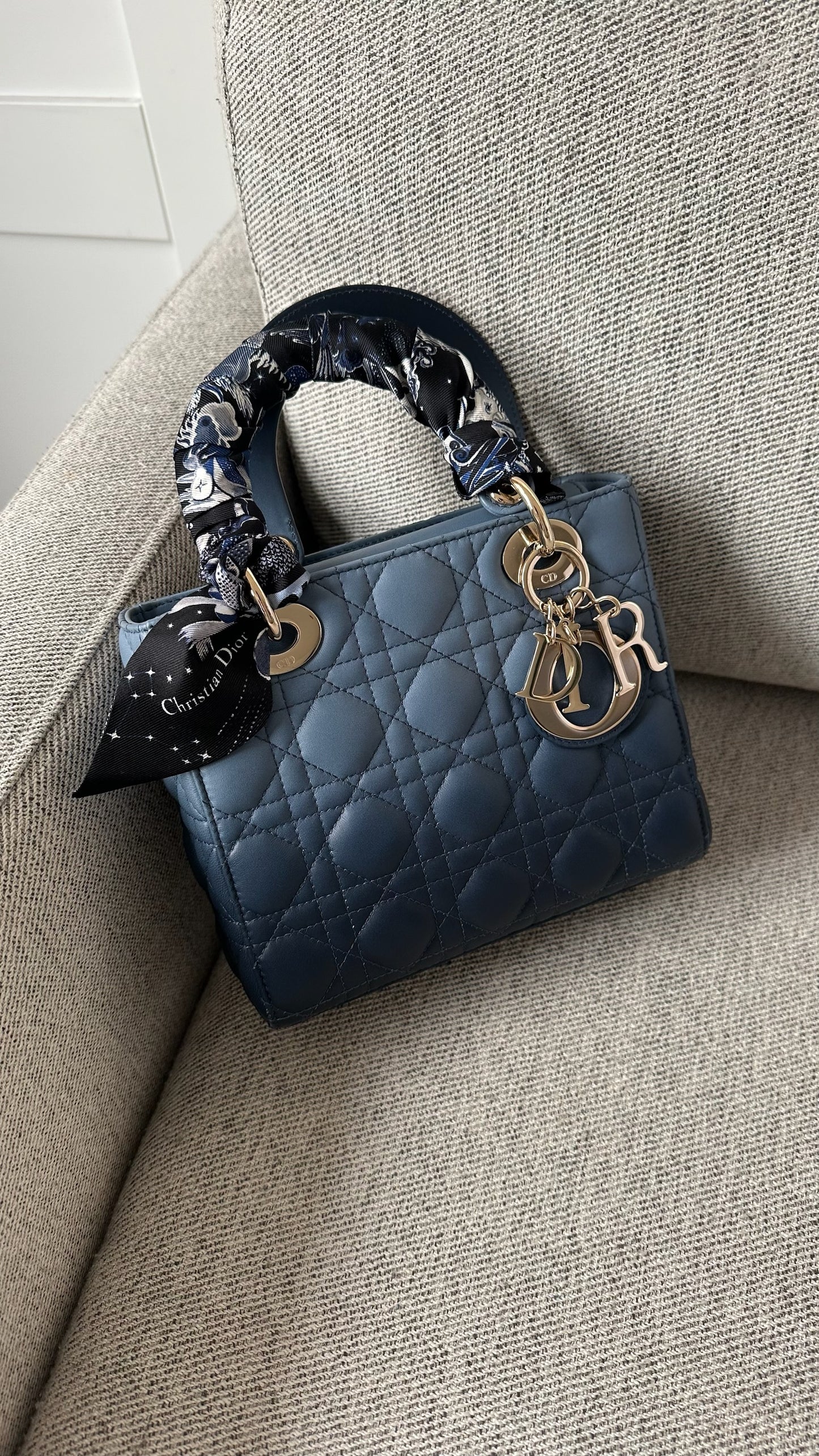 Christian Dior Small Dior My ABC Lady Dior Ombré Blu - In Box Inc Silk Twill And Long Strap