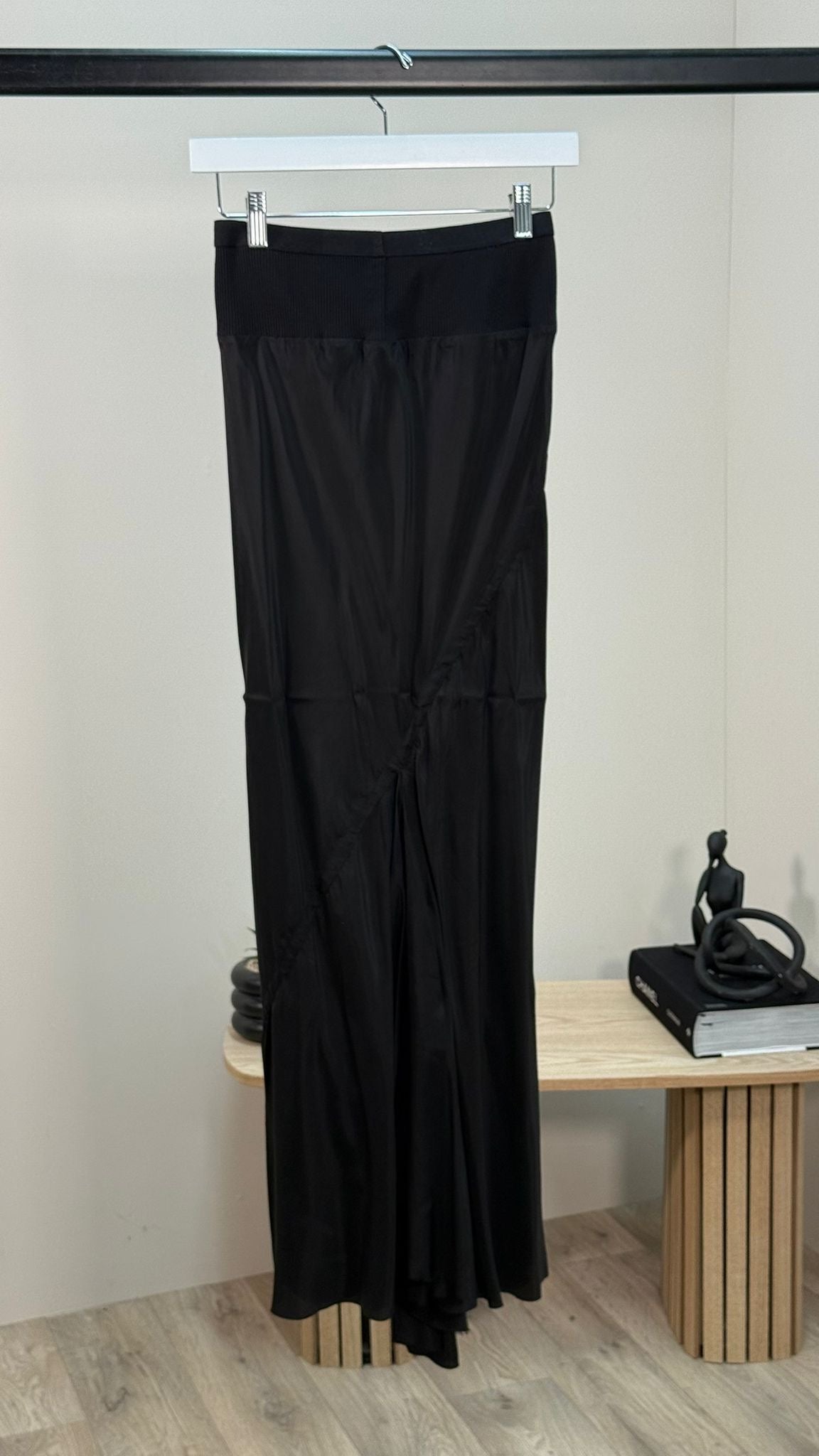Rick Owens Black Long Silk Skirt - UK 8