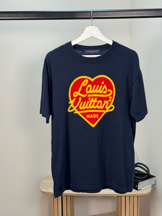 Louis Vuitton Louis Vuitton X Nigo Intarsia Jacquard Blue Heart Crewneck T-shirt - Medium