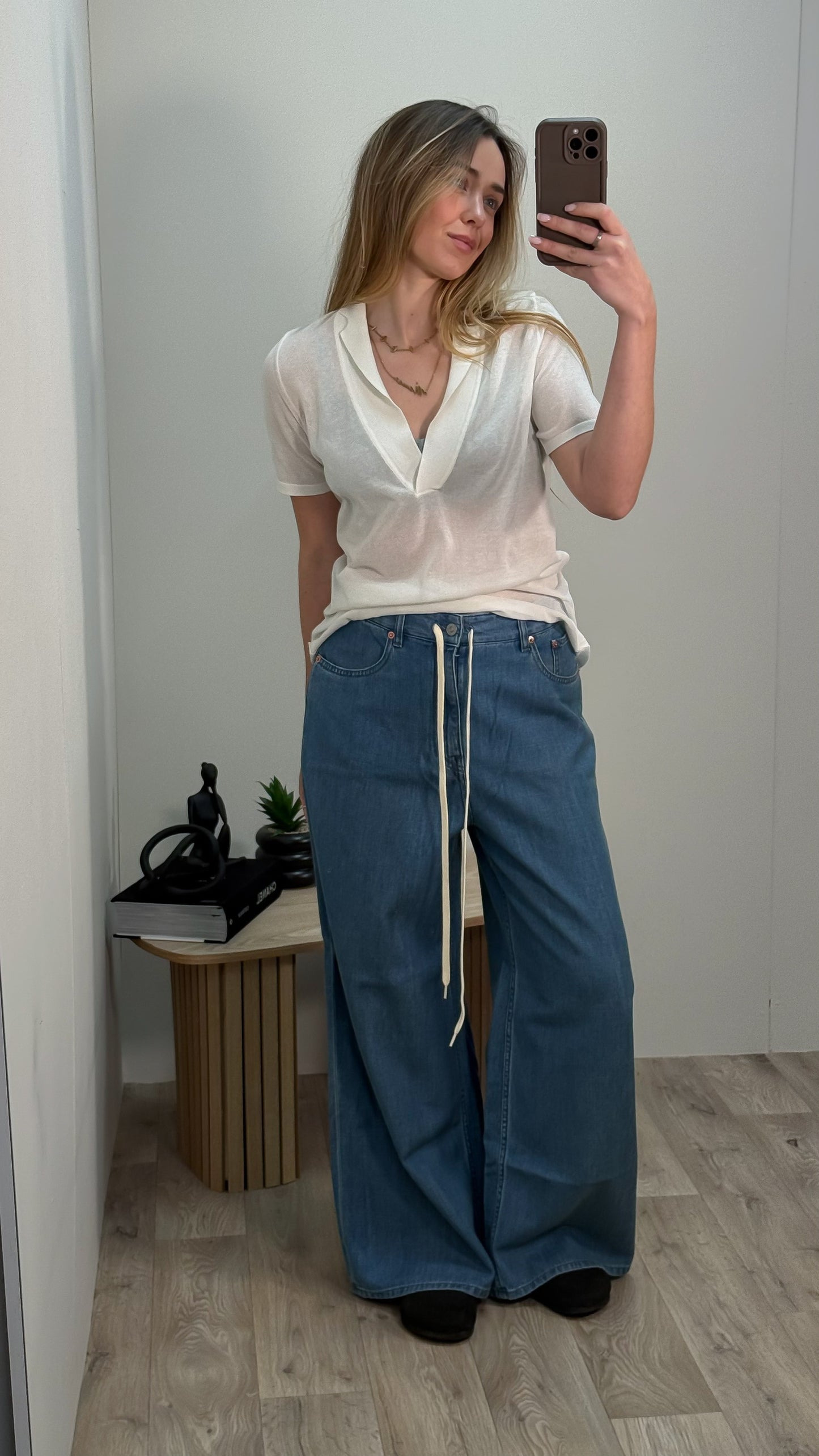 Maison Margiela Blue Denim Flared Jeans With White Cord - 38