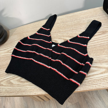 Sonia Rykiel Cream & Red Striped Crop Top - Medium