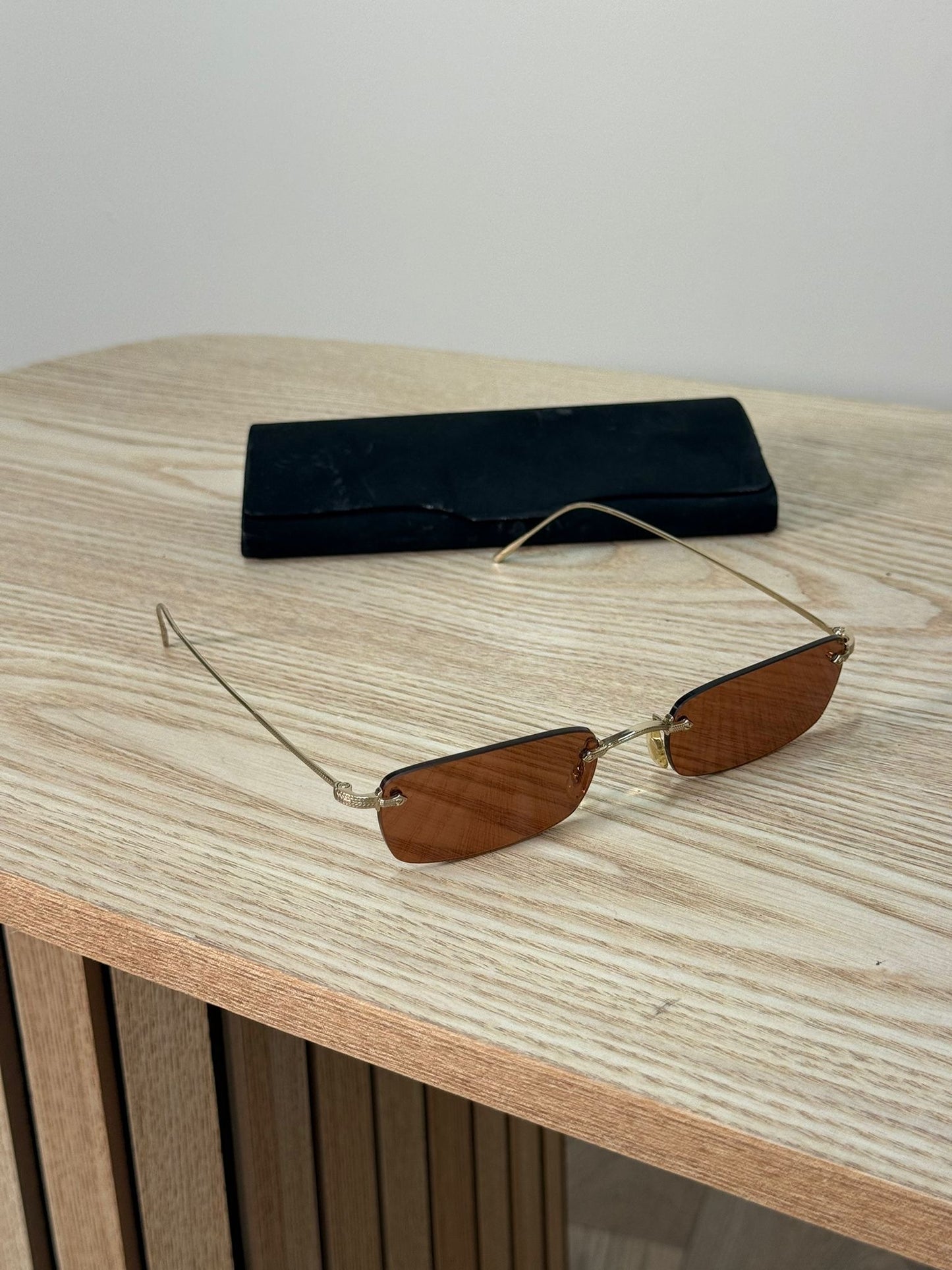 The Row Brown Skinny Sunglasses - One Size