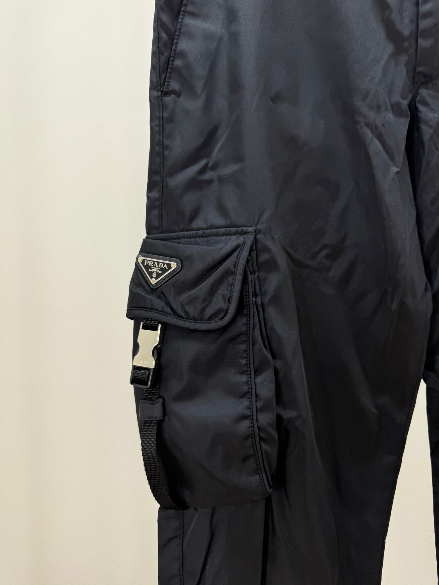 Prada Black Cargo Re-Nylon Pants -48/UK 32