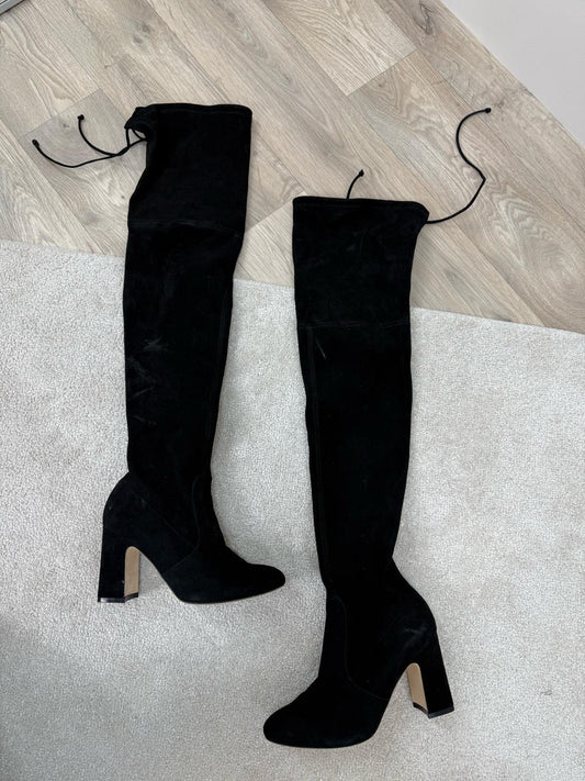 Stuart Weitzman Black Suede Stretch Over The Knee Boots -UK3.5