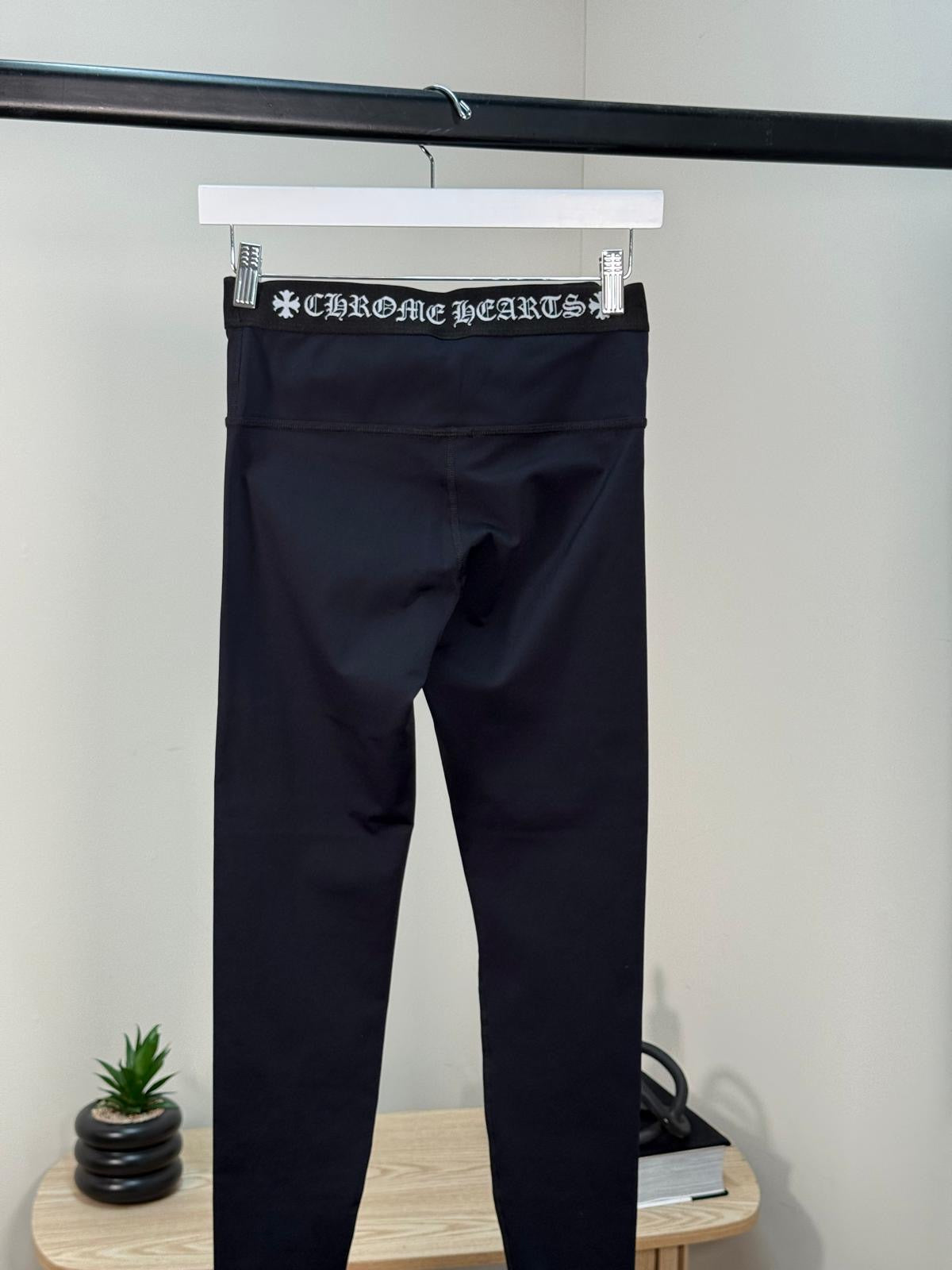 Chrome Hearts Black Logo Waist Leggings - Medium