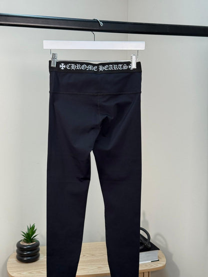 Chrome Hearts Black Logo Waist Leggings - Medium