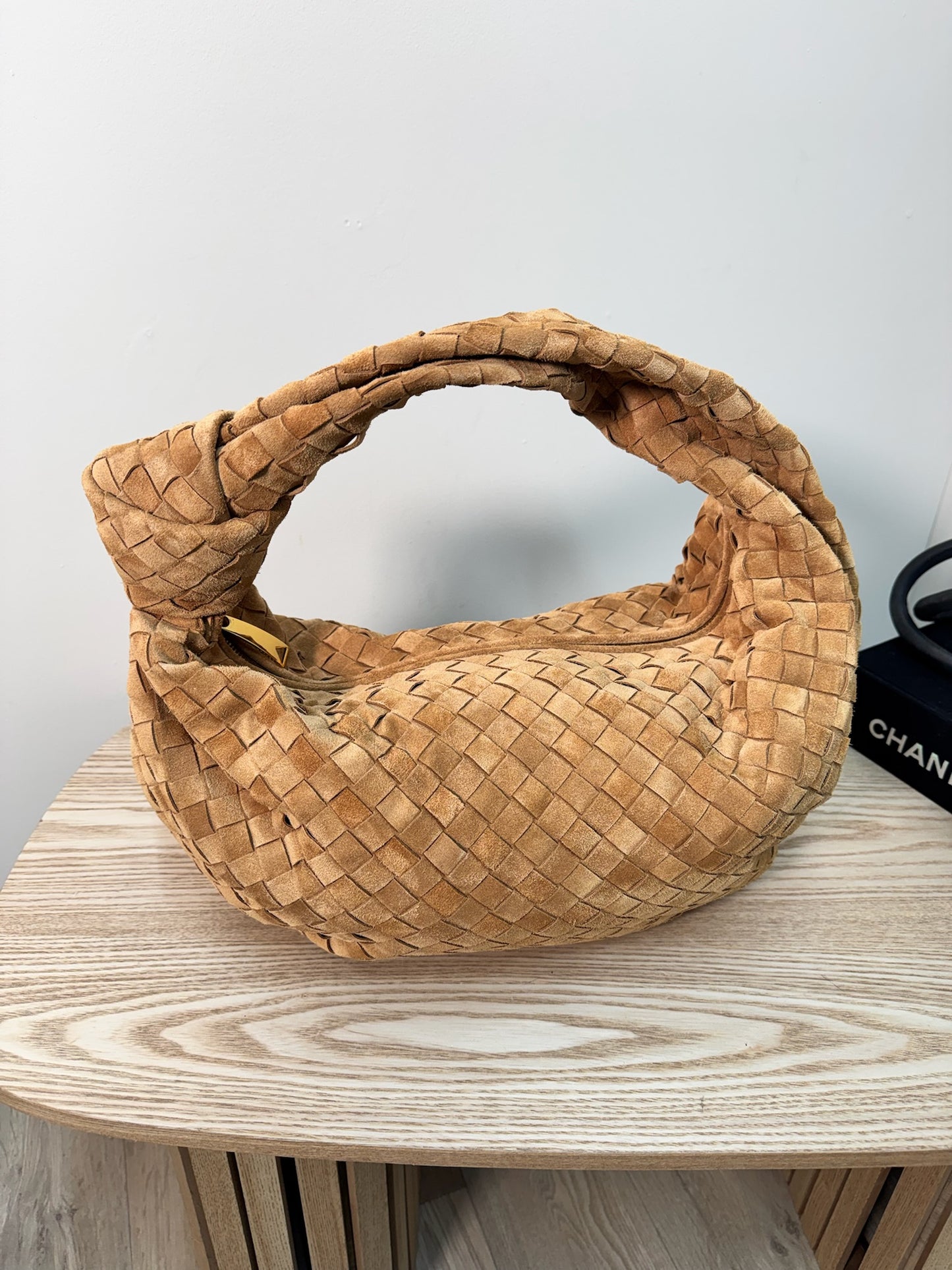 Bottega Veneta Brown Amber Gold Large Jodie Suede Hobo Bag - New No Tags