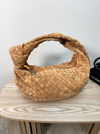 Bottega Veneta Brown Amber Gold Large Jodie Suede Hobo Bag - New No Tags