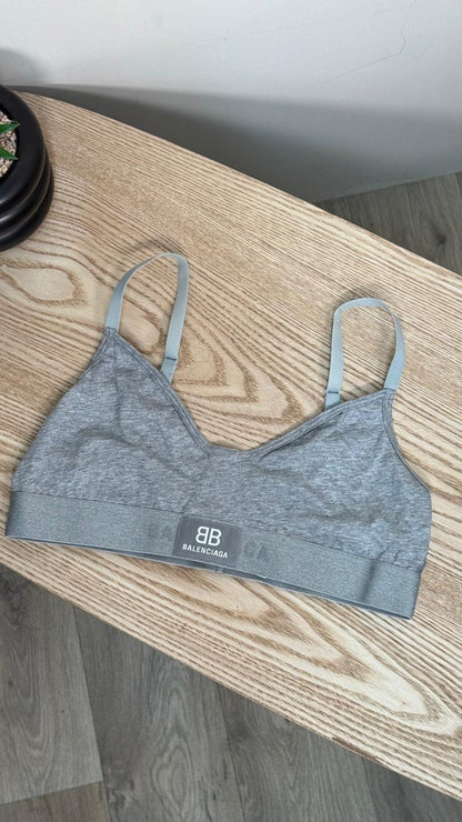 Balenciaga Grey White Logo BB Bralette - Medium / 42