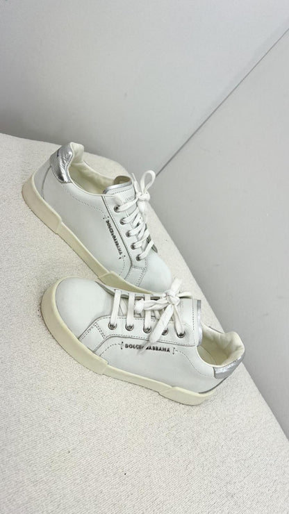 Kids Dolce & Gabbana white and silver logo trainer - EU 30