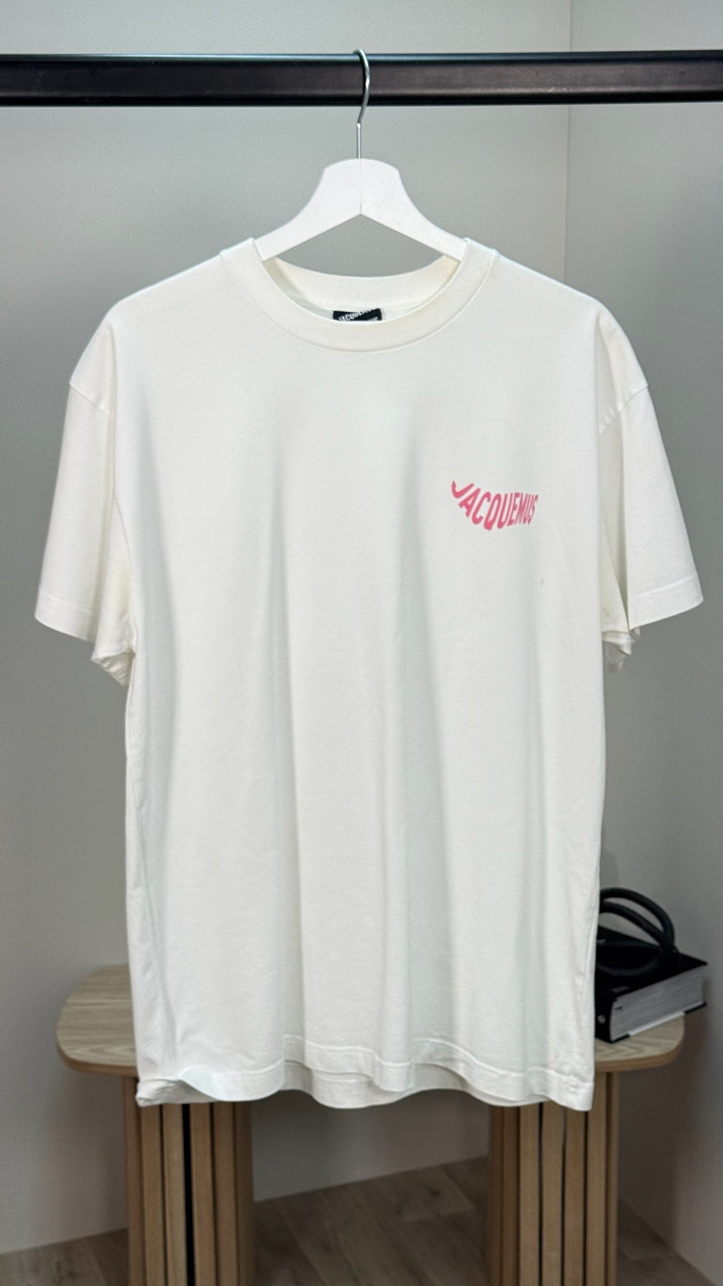 Jacquemus White Pink Le Vague Cotton T-Shirt - Large