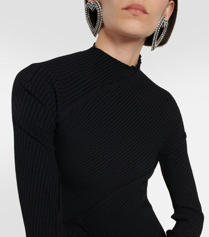 Balenciaga Black Ribbed Long Sleeve Maxi Dress – XS