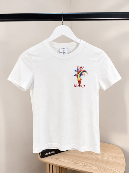 Casablanca womens white rainbow logo T-shirt - XS