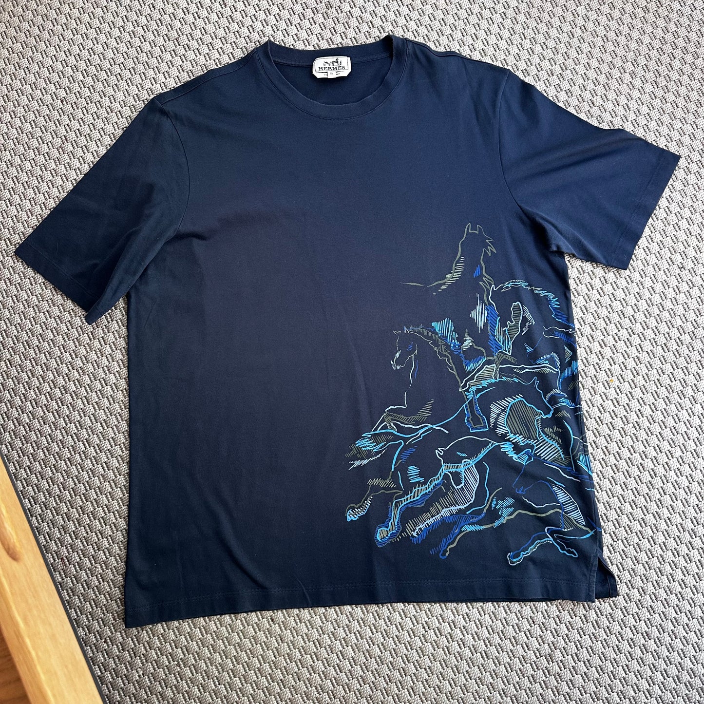 Hermès men’s Navy blue unicorn horse T-shirt - XL