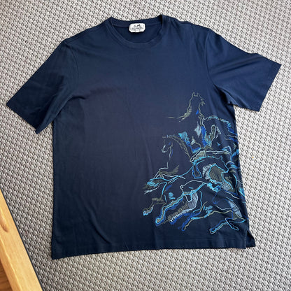 Hermès men’s Navy blue unicorn horse T-shirt - XL