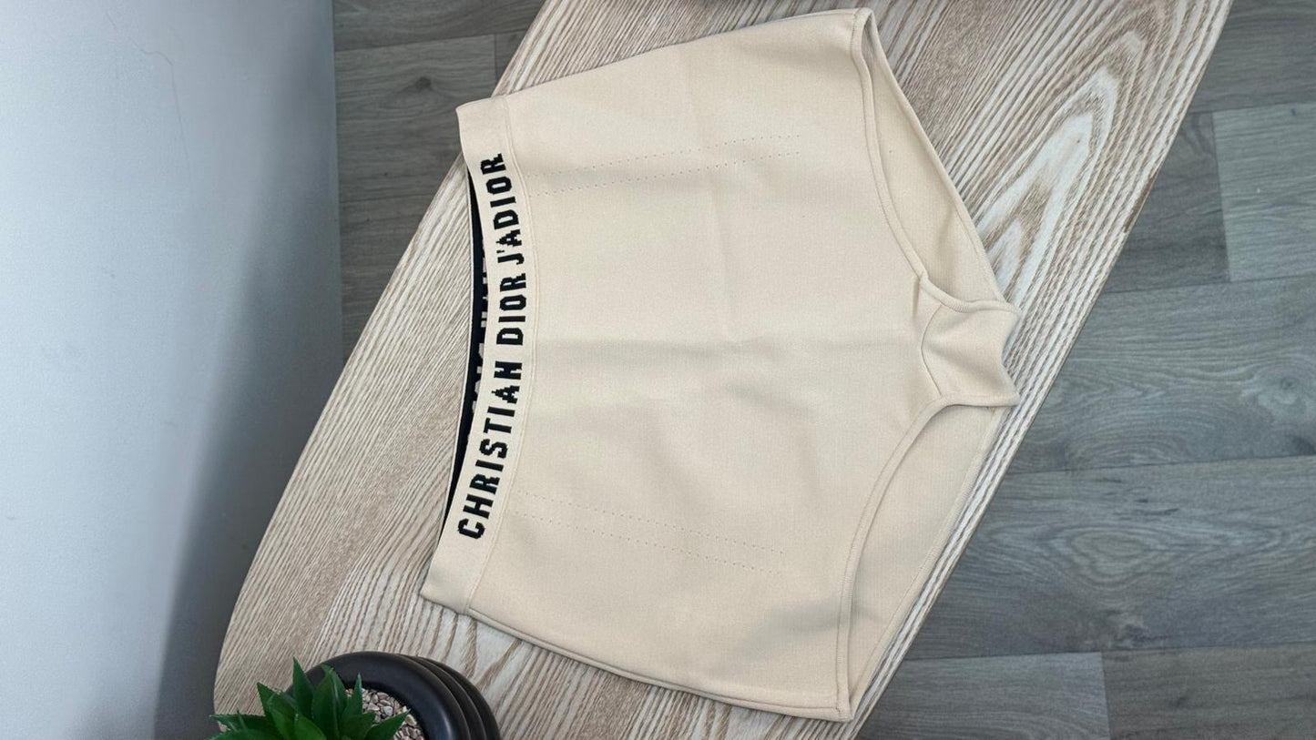 Dior Nude And Black Bralette High-Waisted Shorts Set - Large Top / Medium Pants